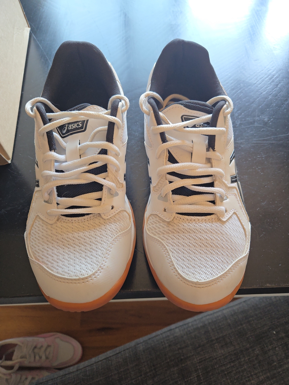 ASICS Womens White Black Orange Court Trainer - Picture 4 of 6
